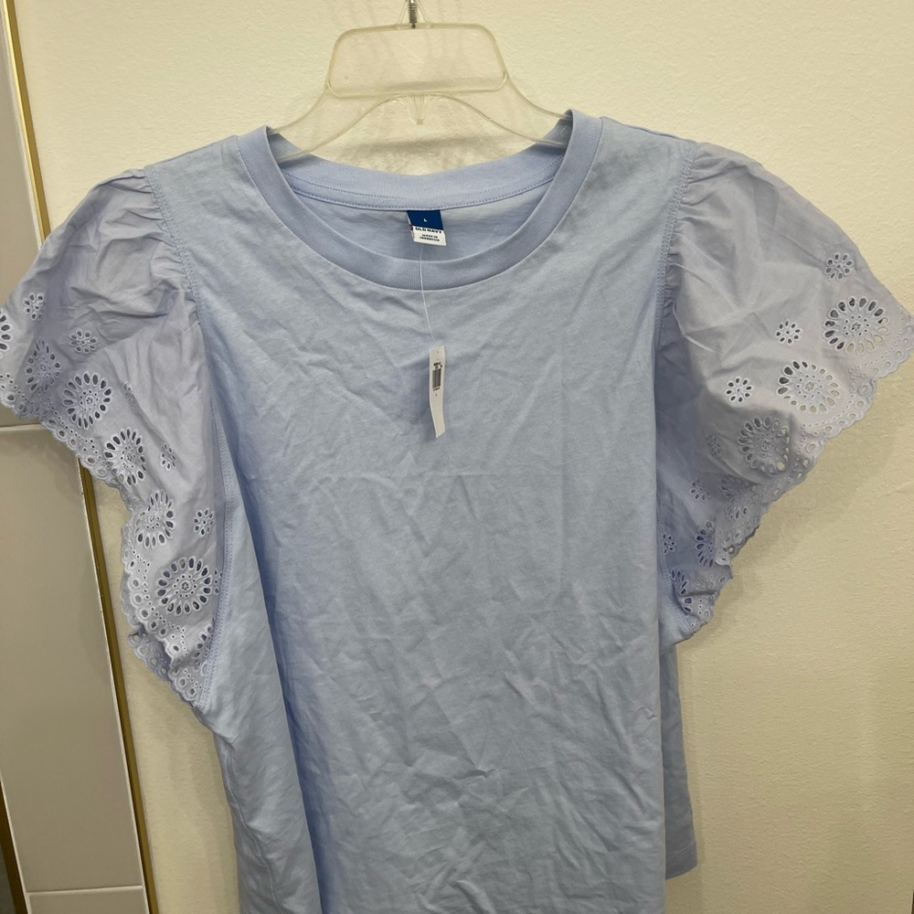 Old Navy Blue Puff Sleeve Ruffled Blouse
